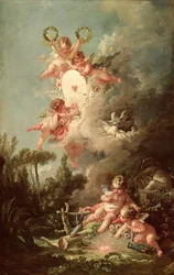 Il bersaglio di Cupido, da «Les Amours des Dieux», 1758